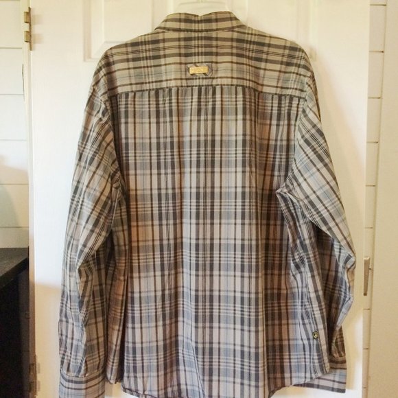 Cavi checker Men's button down gold buttons brown shirt sz 2XL - Picture 7 of 10